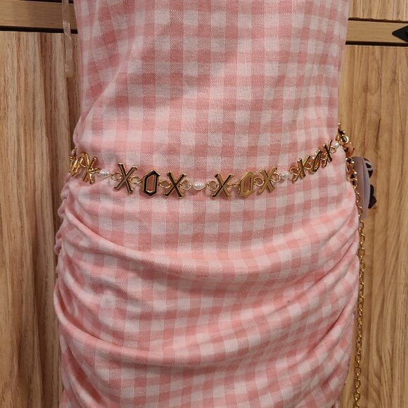 Betsey Johnson XOX Gold Chain Belt with Pearls – NWT - Picture 5 of 5